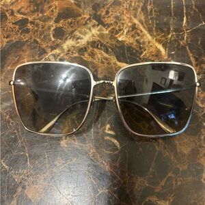 Tom Ford Silver and Black Oversized Aviator Sunglasses